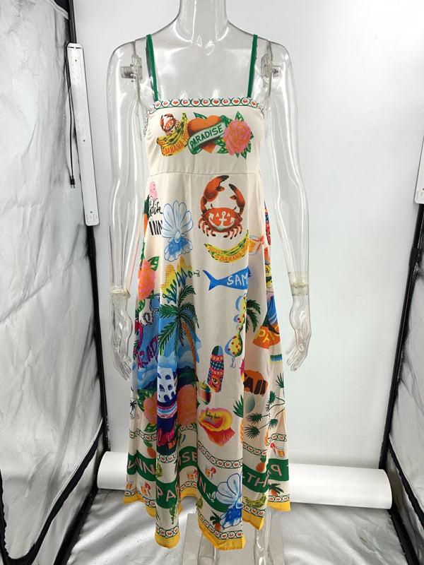 New Sexy Vacation Ocean Printed Sling Swing Dress - Blue Zone Planet White / M by Blue Zone Planet New Sexy Vacation Ocean Printed Sling Swing Dress - Blue Zone Planet White / M by Blue Zone Planet