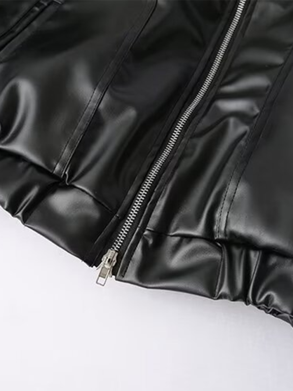 New Fashion Black Bow Zipper Leather Jacket-[Adult]-[Female]-2022 Online Blue Zone Planet