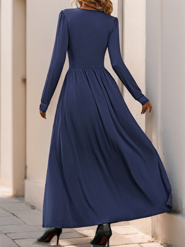 Blue Zone Planet | Mia's Solid Color V-Neck Slit Slim Maxi Dress-TOPS / DRESSES-[Adult]-[Female]-2022 Online Blue Zone Planet