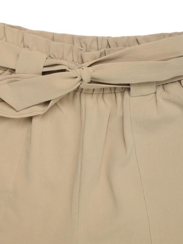 Blue Zone Planet | New solid color lace-up elastic waist trousers simple commuter tapered trousers-[Adult]-[Female]-2022 Online Blue Zone Planet