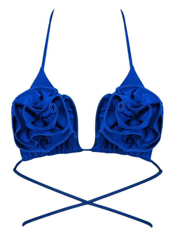 Blue Zone Planet | Women's sexy solid color three-dimensional large flower bikini-TOPS / DRESSES-[Adult]-[Female]-2022 Online Blue Zone Planet