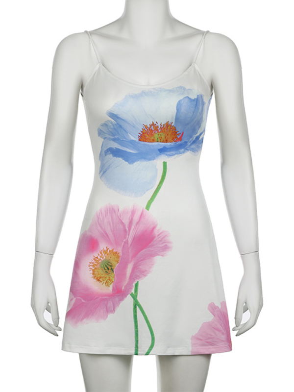 holiday style flower spaghetti strap dress-[Adult]-[Female]-2022 Online Blue Zone Planet