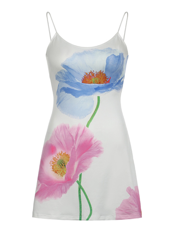 holiday style flower spaghetti strap dress-[Adult]-[Female]-2022 Online Blue Zone Planet