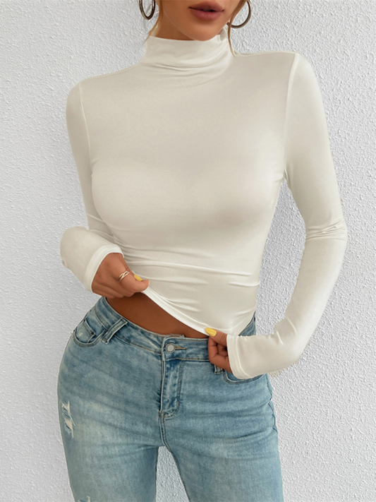 Blue Zone Planet | Women's Y2K Slim Fit Solid Color Knitted Bottom Long Sleeve Top-TOPS / DRESSES-[Adult]-[Female]-Cracker khaki-S-2022 Online Blue Zone Planet