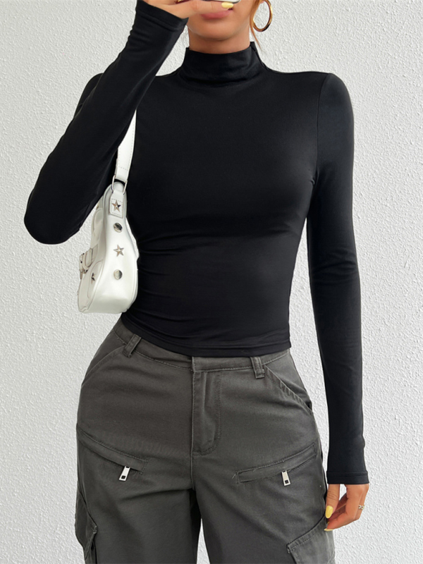 Blue Zone Planet | Women's Y2K Slim Fit Solid Color Knitted Bottom Long Sleeve Top-TOPS / DRESSES-[Adult]-[Female]-2022 Online Blue Zone Planet