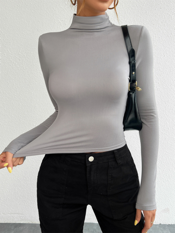 Blue Zone Planet | Women's Y2K Slim Fit Solid Color Knitted Bottom Long Sleeve Top-TOPS / DRESSES-[Adult]-[Female]-2022 Online Blue Zone Planet