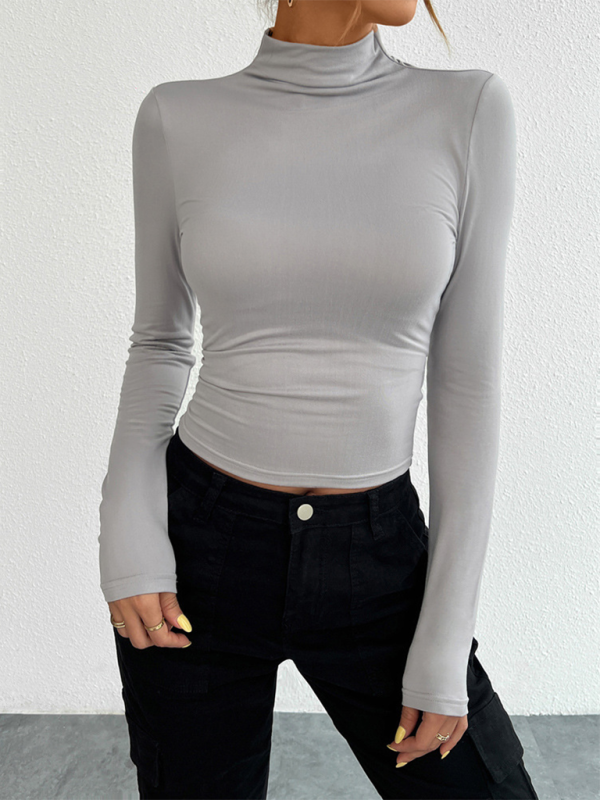 Blue Zone Planet | Women's Y2K Slim Fit Solid Color Knitted Bottom Long Sleeve Top-TOPS / DRESSES-[Adult]-[Female]-2022 Online Blue Zone Planet