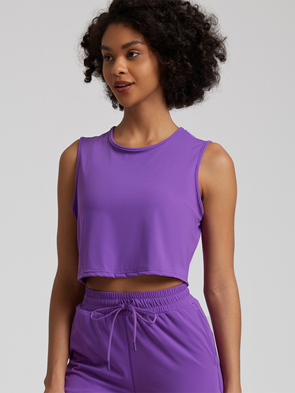 Blue Zone Planet | sports tops loose sleeveless T-shirt thin yoga clothes running fitness shirt-TOPS / DRESSES-[Adult]-[Female]-Purple-S-2022 Online Blue Zone Planet