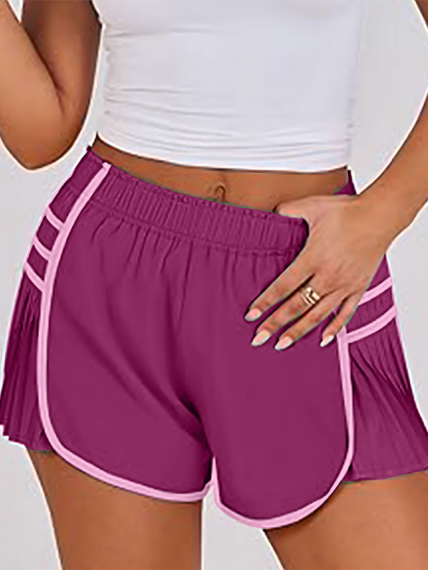 Blue Zone Planet | Ladies style sports quick-drying pleated shorts-TOPS / DRESSES-[Adult]-[Female]-Purplish red-S-2022 Online Blue Zone Planet