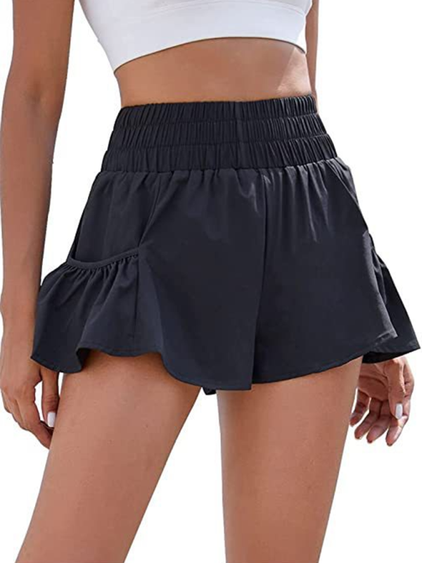 Blue Zone Planet | Fitness Running Quick Dry High Waist Shorts with Pockets-TOPS / DRESSES-[Adult]-[Female]-Black-XS-2022 Online Blue Zone Planet