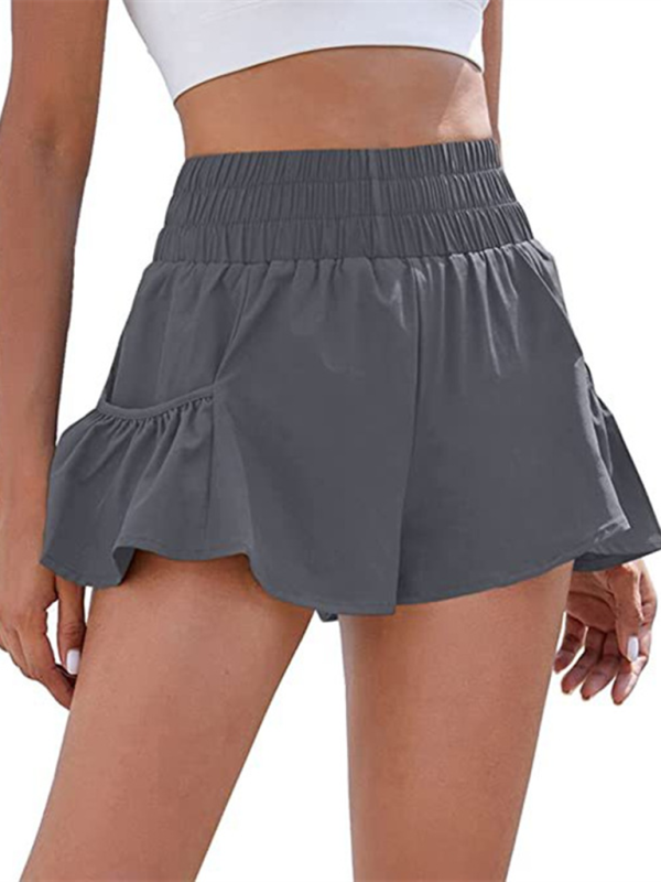 Blue Zone Planet | Fitness Running Quick Dry High Waist Shorts with Pockets-TOPS / DRESSES-[Adult]-[Female]-Charcoal grey-XS-2022 Online Blue Zone Planet