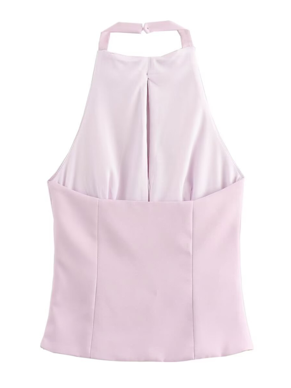 Blue Zone Planet | New Fabric Bowknot Halter Neck Vest Top-TOPS / DRESSES-[Adult]-[Female]-2022 Online Blue Zone Planet