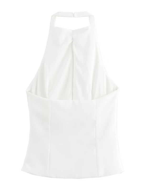 Blue Zone Planet | New Fabric Bowknot Halter Neck Vest Top-TOPS / DRESSES-[Adult]-[Female]-2022 Online Blue Zone Planet