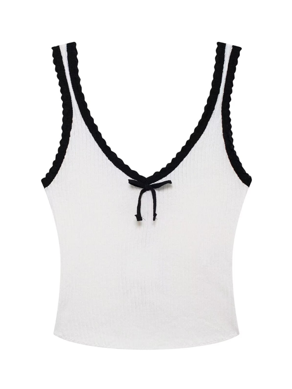 Blue Zone Planet | New Bow Holiday Style Camisole Top-TOPS / DRESSES-[Adult]-[Female]-White-S-2022 Online Blue Zone Planet