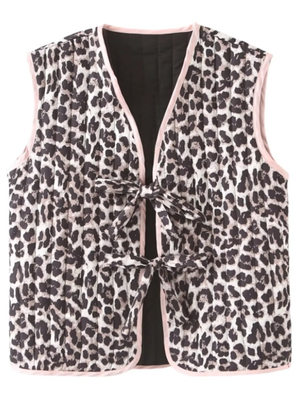 Blue Zone Planet | Ladies new casual leopard print bow tie vest-TOPS / DRESSES-[Adult]-[Female]-2022 Online Blue Zone Planet