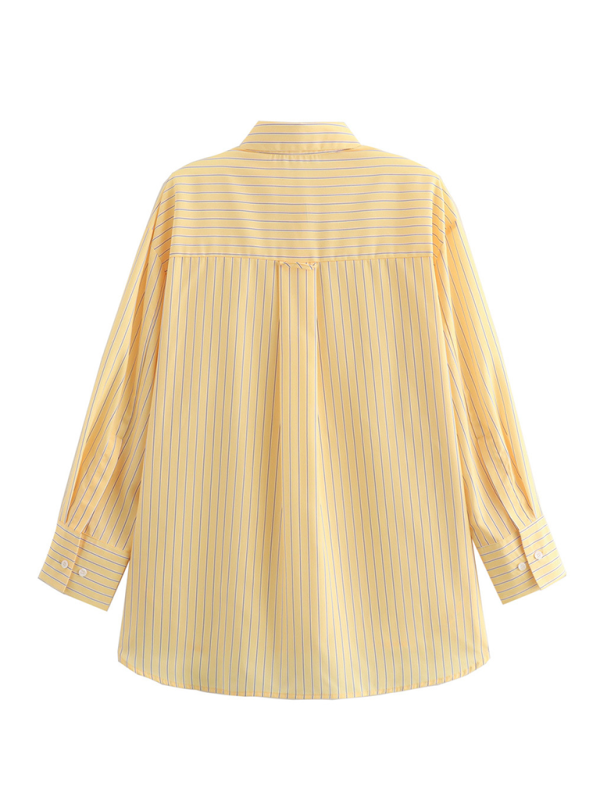 Blue Zone Planet | Laura's Long Sleeve Loose Striped Shirt-TOPS / DRESSES-[Adult]-[Female]-2022 Online Blue Zone Planet