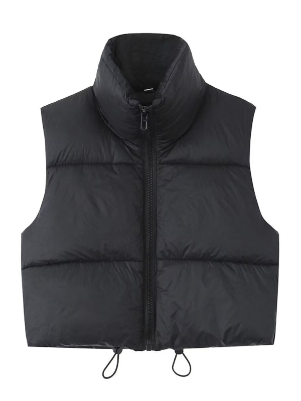 Tessie's Warm Puffy Sleeveless Collared Vest-TOPS / DRESSES-[Adult]-[Female]-Black-XS-2022 Online Blue Zone Planet