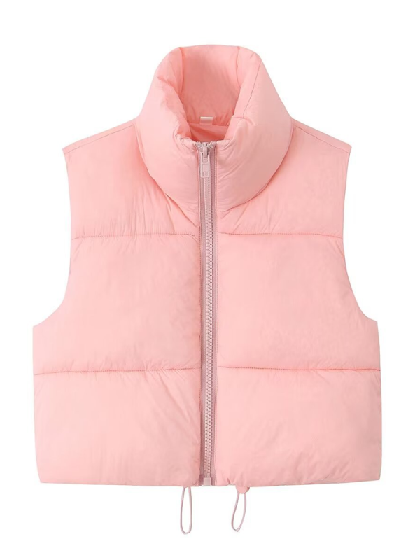 Tessie's Warm Puffy Sleeveless Collared Vest-TOPS / DRESSES-[Adult]-[Female]-Lotus root Pink-XS-2022 Online Blue Zone Planet