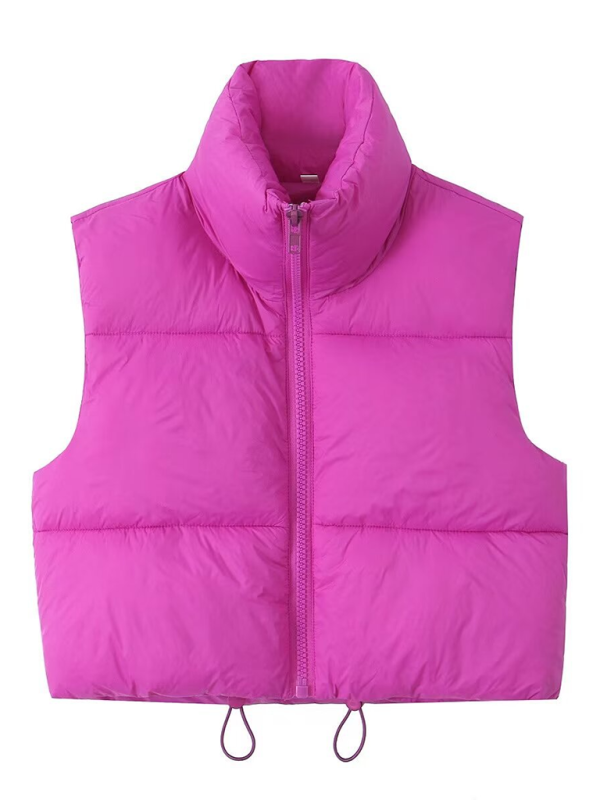 Tessie's Warm Puffy Sleeveless Collared Vest-TOPS / DRESSES-[Adult]-[Female]-Pinkpurple-XS-2022 Online Blue Zone Planet