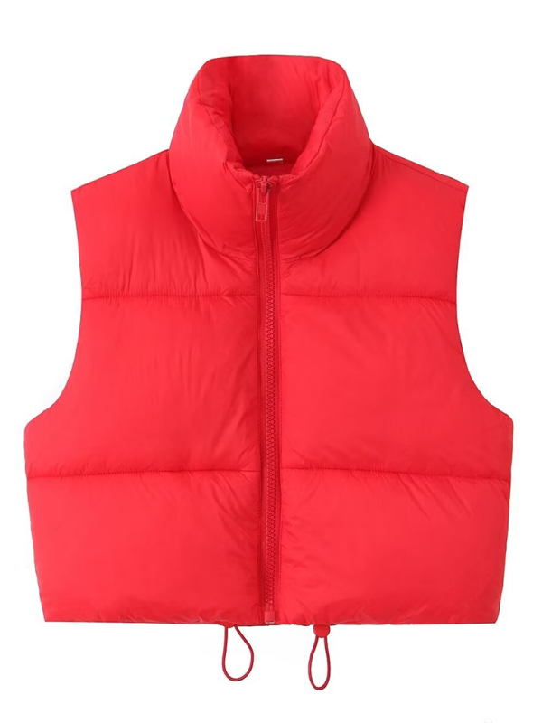 Tessie's Warm Puffy Sleeveless Collared Vest-TOPS / DRESSES-[Adult]-[Female]-Red-XS-2022 Online Blue Zone Planet