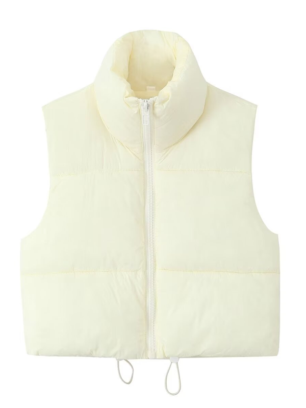 Tessie's Warm Puffy Sleeveless Collared Vest-TOPS / DRESSES-[Adult]-[Female]-White-XS-2022 Online Blue Zone Planet