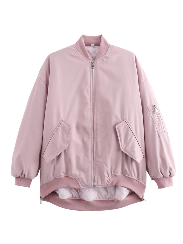 Jose's Cardigan Upright Collar Loose Baseball Jacket-TOPS / DRESSES-[Adult]-[Female]-Pink-S-2022 Online Blue Zone Planet