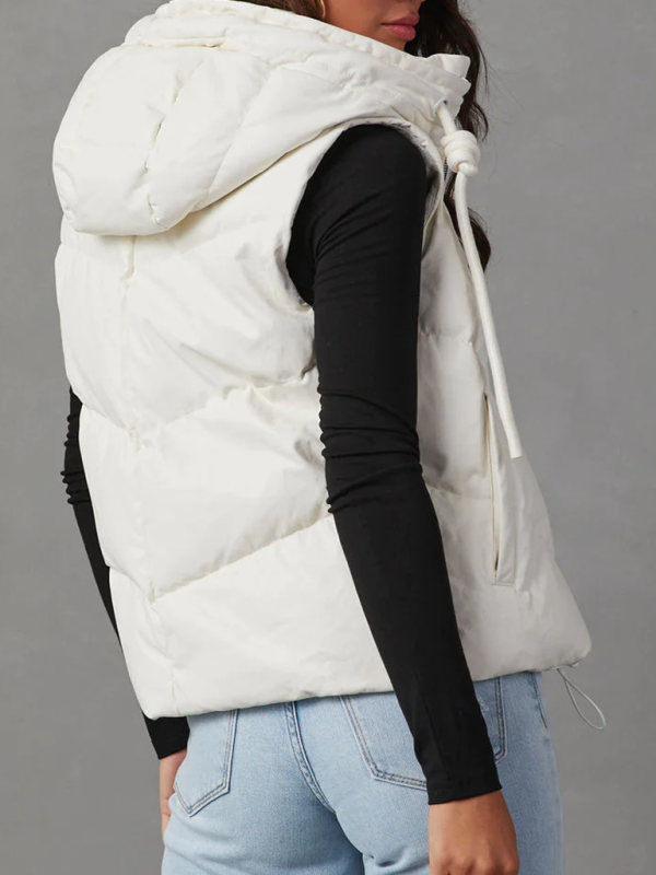 Lissa's Loose Thickened Short Hooded Sleeveless Double Pocket Puffy Quilted Vest-Tops / Dresses-[Adult]-[Female]-2022 Online Blue Zone Planet