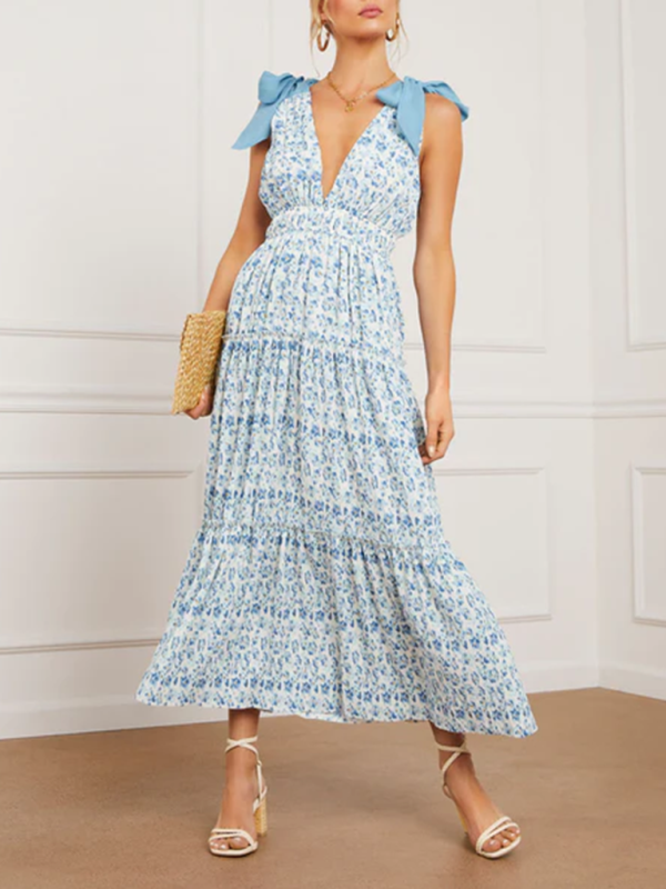 bow strap maxi dress Blue Zone Planet