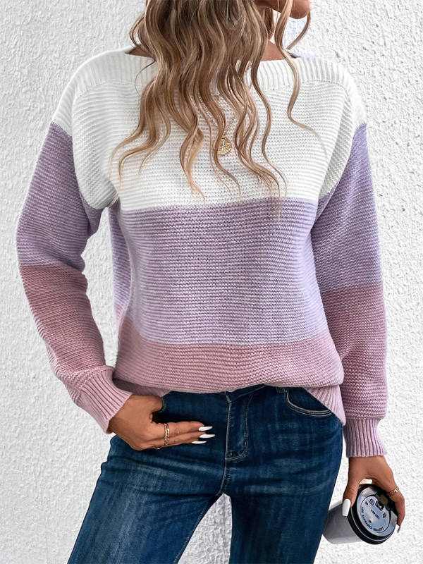 Loose crew neck sweater-[Adult]-[Female]-Purple-S-2022 Online Blue Zone Planet