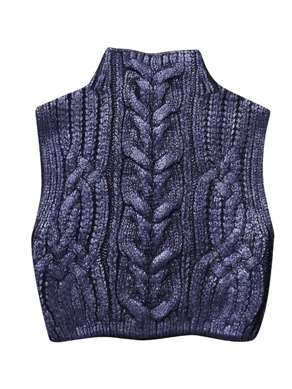 Blue Zone Planet | Eight-strand metallic knitted vest-TOPS / DRESSES-[Adult]-[Female]-Blue-S-2022 Online Blue Zone Planet