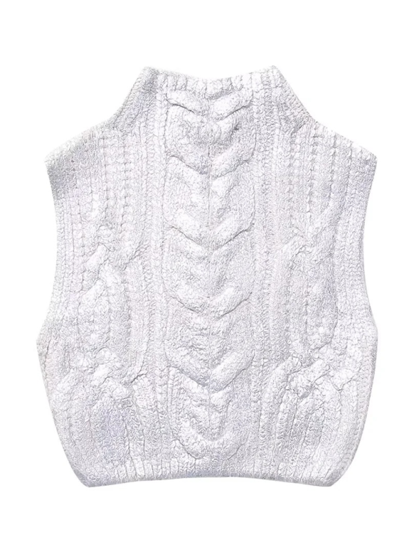 Blue Zone Planet | Eight-strand metallic knitted vest-TOPS / DRESSES-[Adult]-[Female]-White-S-2022 Online Blue Zone Planet