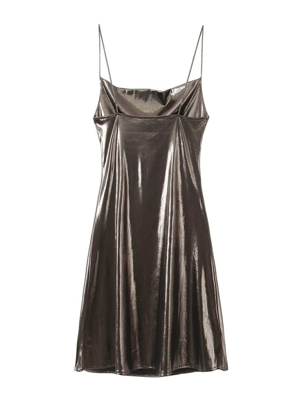 Low-cut backless metallic suspender dress-[Adult]-[Female]-2022 Online Blue Zone Planet