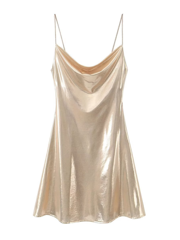 Low-cut backless metallic suspender dress-[Adult]-[Female]-Golden yellow-XS-2022 Online Blue Zone Planet