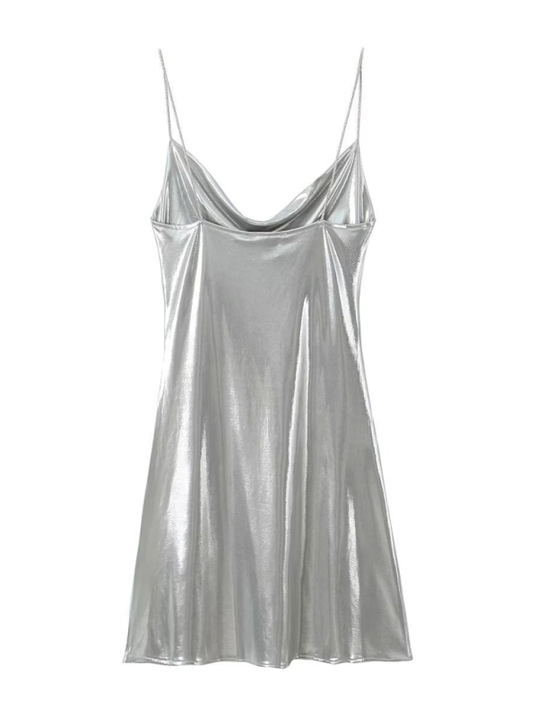 Low-cut backless metallic suspender dress-[Adult]-[Female]-2022 Online Blue Zone Planet