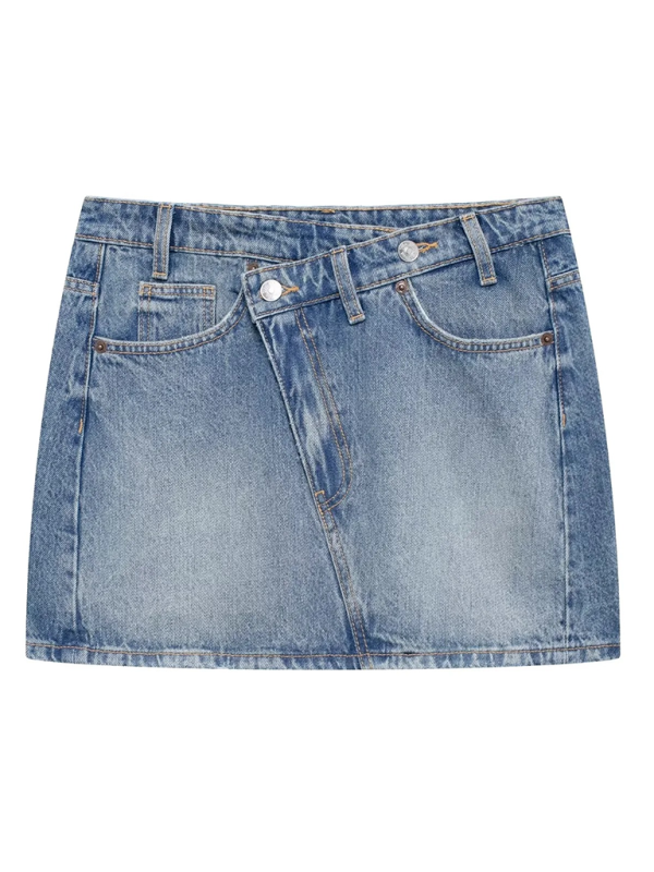 Blue Zone Planet | Short denim hip skirt-[Adult]-[Female]-Blue-XS-2022 Online Blue Zone Planet