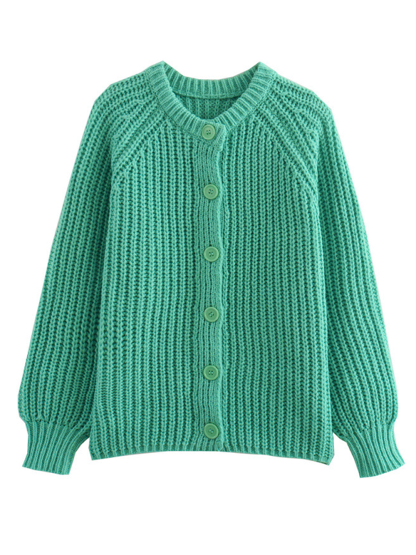 New solid color cardigan long sleeve knitted sweater jacket-[Adult]-[Female]-2022 Online Blue Zone Planet