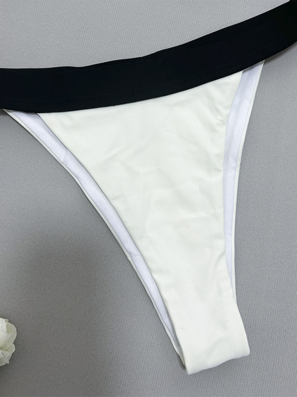 Blue Zone Planet | Bekky's Black and White Gathered Bikini-TOPS / DRESSES-[Adult]-[Female]-2022 Online Blue Zone Planet