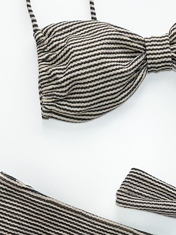 Blue Zone Planet | Striped three-piece bikini-TOPS / DRESSES-[Adult]-[Female]-2022 Online Blue Zone Planet