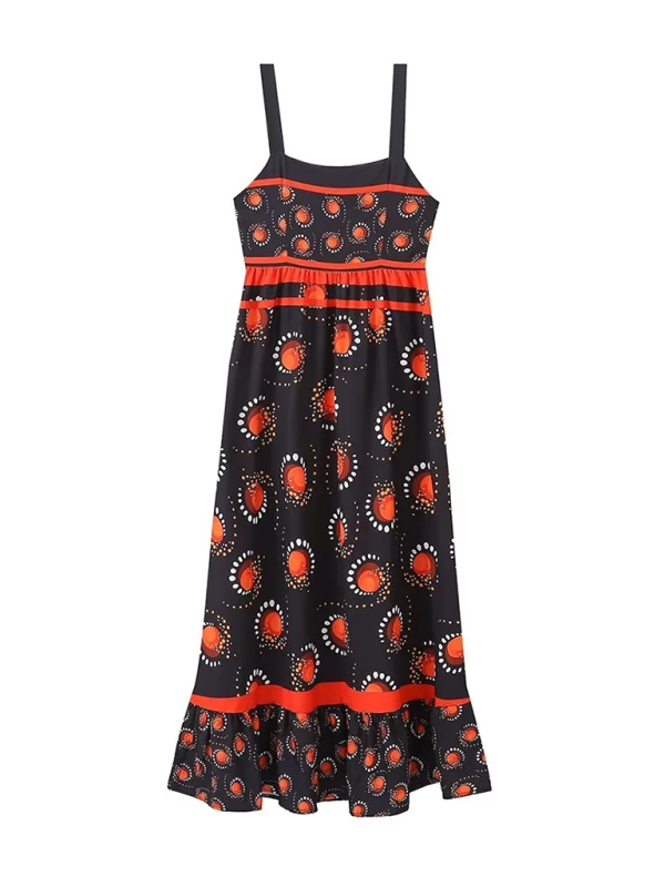 Blue Zone Planet | Positioned print spaghetti strap dress-TOPS / DRESSES-[Adult]-[Female]-2022 Online Blue Zone Planet