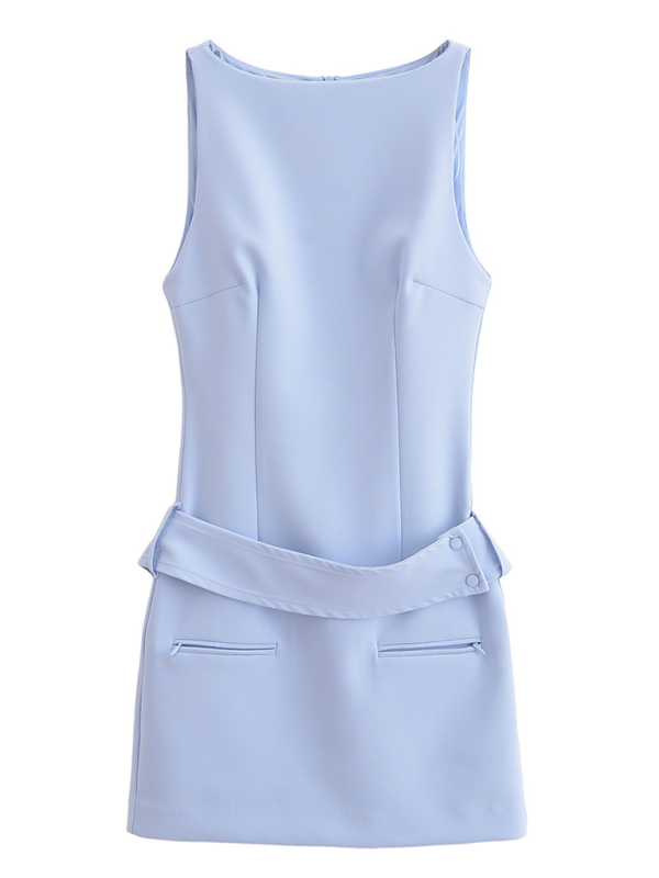 Blue Zone Planet | Camille's Belted Fitted Mini Dress-TOPS / DRESSES-[Adult]-[Female]-2022 Online Blue Zone Planet