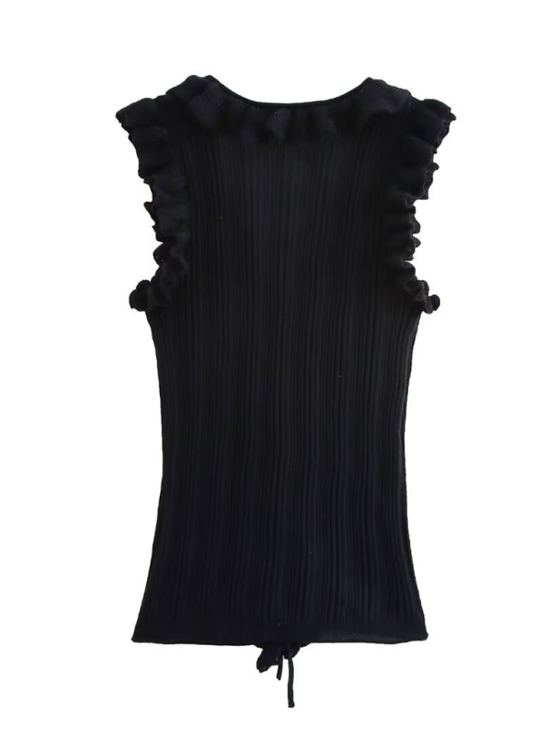 Blue Zone Planet | able vest ruffled sleeveless sweater-TOPS / DRESSES-[Adult]-[Female]-2022 Online Blue Zone Planet