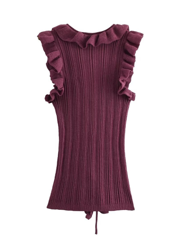 Blue Zone Planet | able vest ruffled sleeveless sweater-TOPS / DRESSES-[Adult]-[Female]-2022 Online Blue Zone Planet