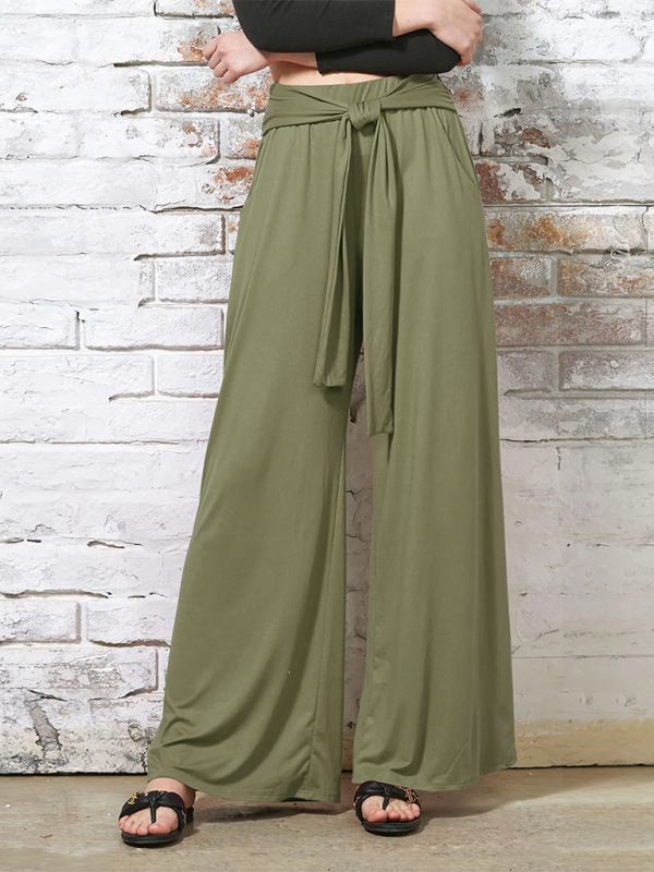 Blue Zone Planet | Solid color drapey wide-leg pants, and versatile, soft and comfortable yoga pants-TOPS / DRESSES-[Adult]-[Female]-Olive green-S-2022 Online Blue Zone Planet