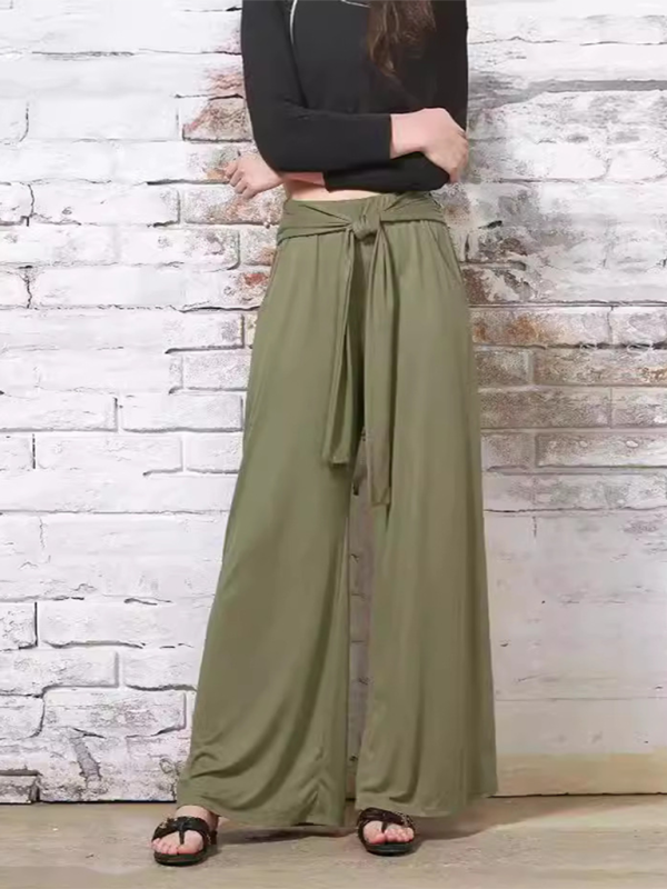 Blue Zone Planet | Solid color drapey wide-leg pants, and versatile, soft and comfortable yoga pants-TOPS / DRESSES-[Adult]-[Female]-2022 Online Blue Zone Planet