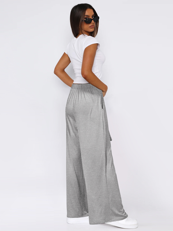 Blue Zone Planet | Solid color drapey wide-leg pants, and versatile, soft and comfortable yoga pants-TOPS / DRESSES-[Adult]-[Female]-2022 Online Blue Zone Planet