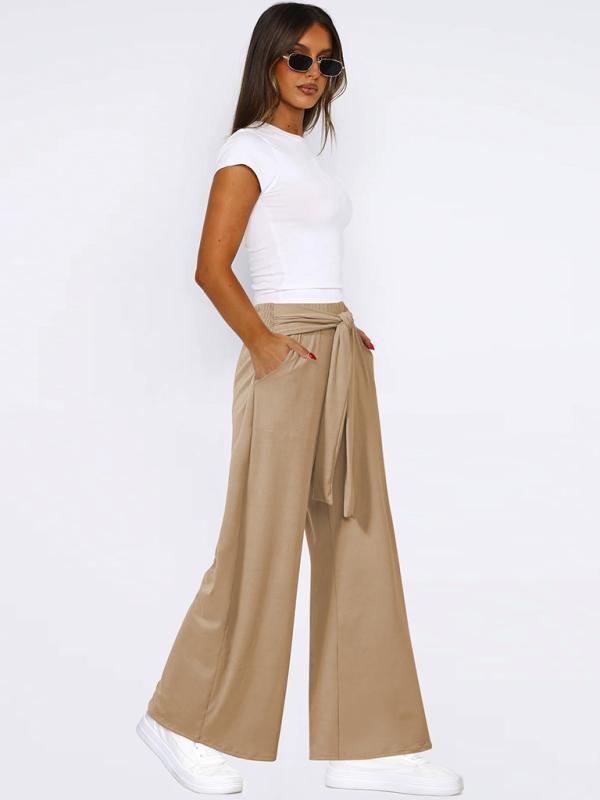 Blue Zone Planet | Solid color drapey wide-leg pants, and versatile, soft and comfortable yoga pants-TOPS / DRESSES-[Adult]-[Female]-2022 Online Blue Zone Planet