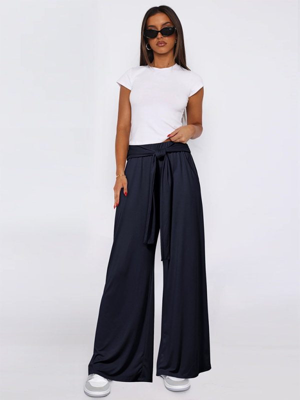 Blue Zone Planet | Solid color drapey wide-leg pants, and versatile, soft and comfortable yoga pants-TOPS / DRESSES-[Adult]-[Female]-Black-S-2022 Online Blue Zone Planet