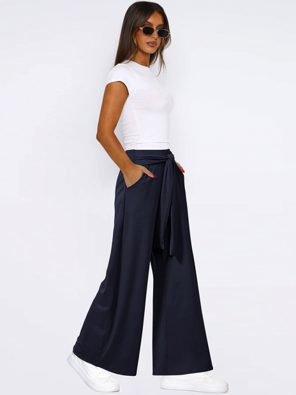 Blue Zone Planet | Solid color drapey wide-leg pants, and versatile, soft and comfortable yoga pants-TOPS / DRESSES-[Adult]-[Female]-2022 Online Blue Zone Planet