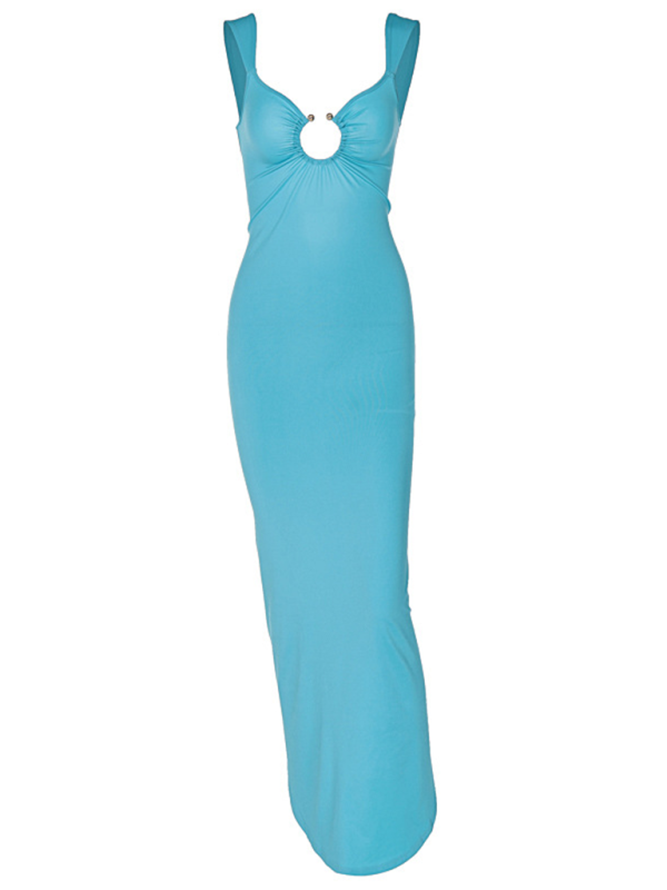Blue Zone Planet | Sexy V-neck backless slit slim dress-TOPS / DRESSES-[Adult]-[Female]-2022 Online Blue Zone Planet