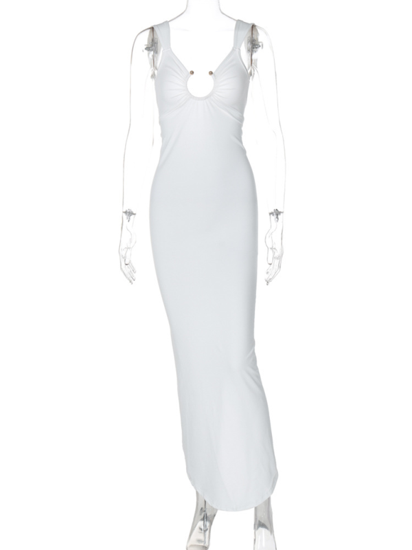 Blue Zone Planet | Sexy V-neck backless slit slim dress-TOPS / DRESSES-[Adult]-[Female]-2022 Online Blue Zone Planet